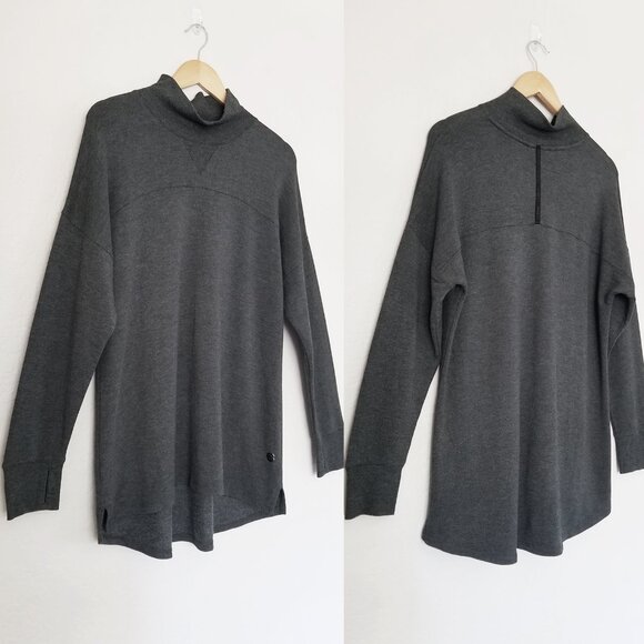 L.L. Bean SoftFlex Mockneck Pullover Size L Regular Midnight Black Heather Tunic - Picture 4 of 16